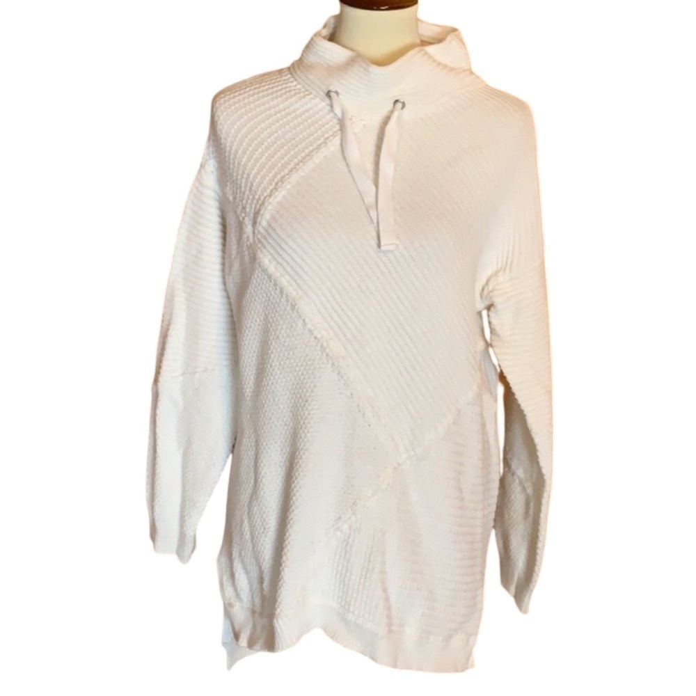 Soft Surroundings White Textured Hoodie Sweater